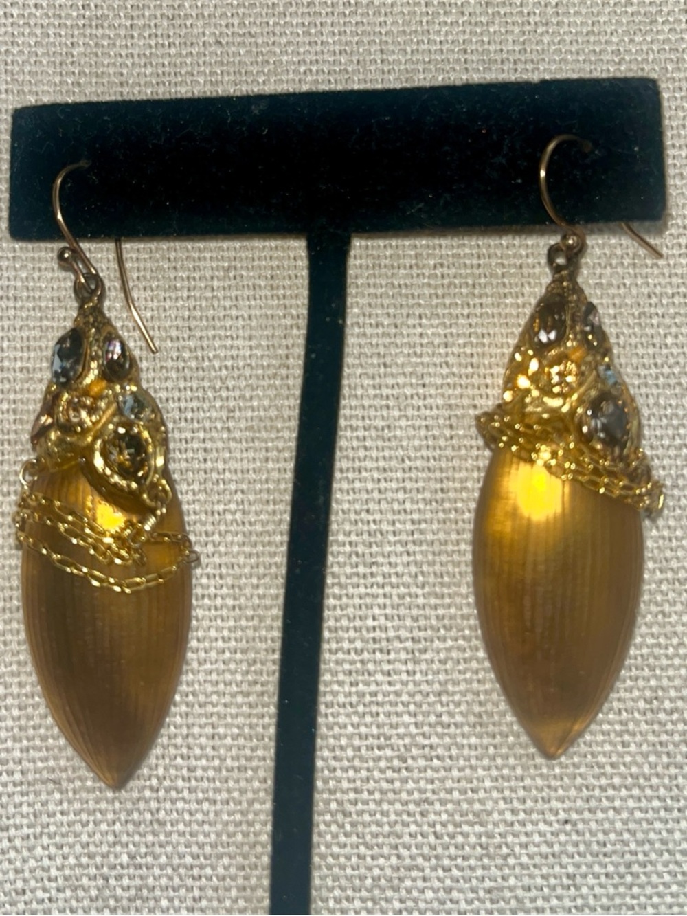 Alexis Bittar Gold and Amber Drop Earrings
